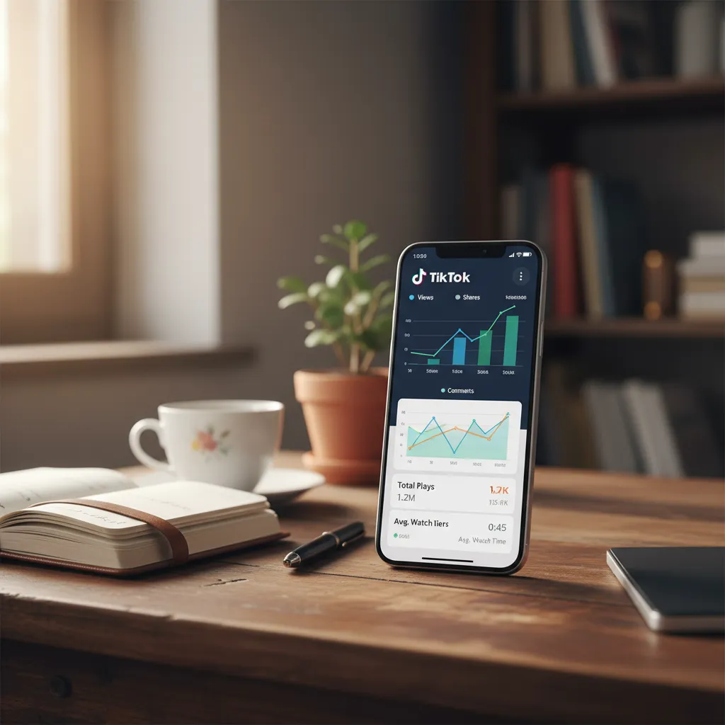 Schermata delle analytics di TikTok su smartphone, strumento essenziale per monitorare la crescita