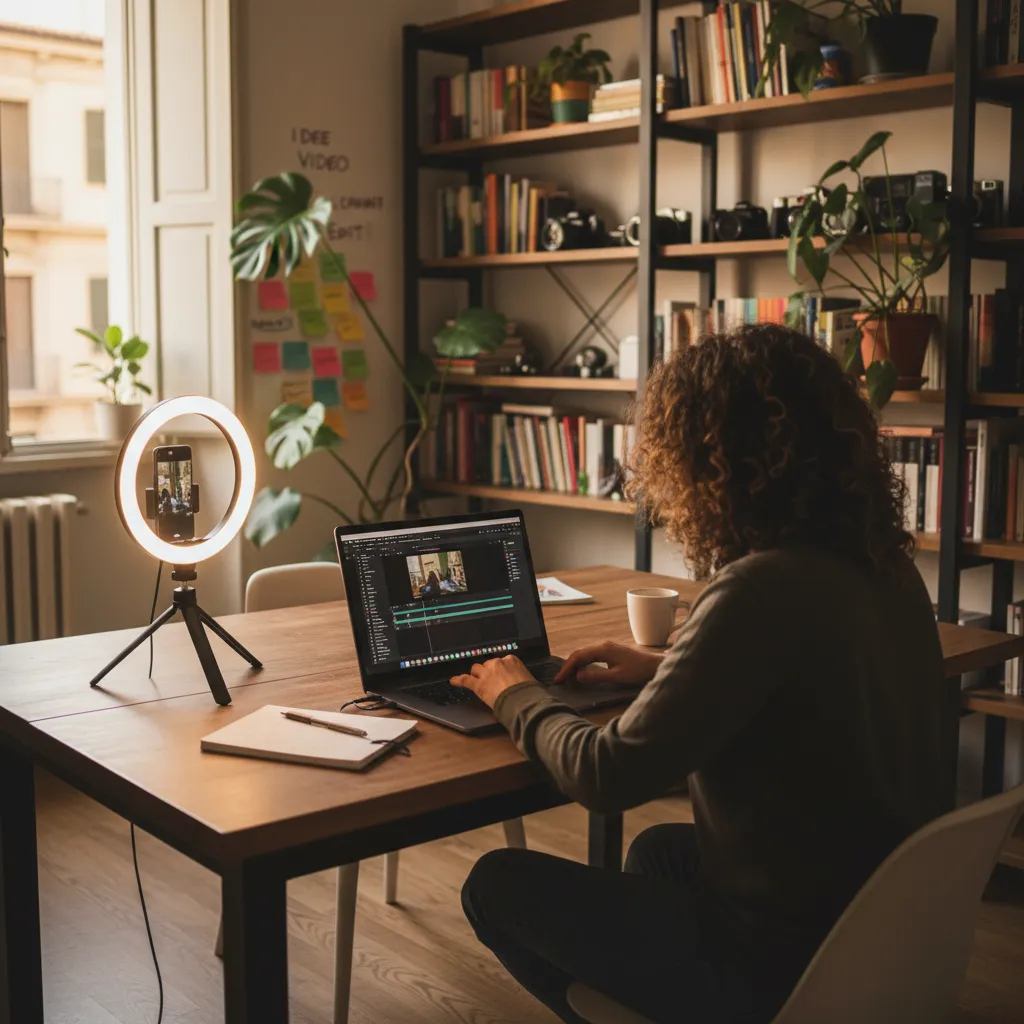 Creator italiano al lavoro sulla pianificazione dei contenuti per TikTok