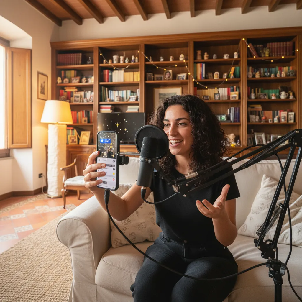 Una creator durante una diretta Facebook con le Stars attive