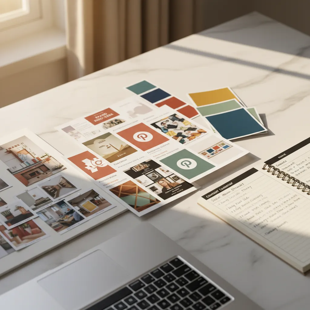 Pianificazione dei contenuti Pinterest con calendario editoriale e mood board
