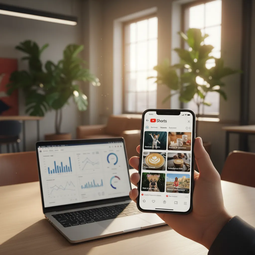 Il feed di YouTube Shorts su smartphone, strumento chiave per la scopribilità dei nuovi creator