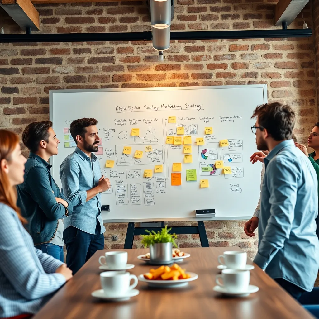 Team di un'agenzia di comunicazione durante una sessione di pianificazione strategica