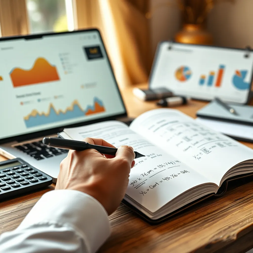 Calcolo manuale dell'engagement rate con formule annotate su un quaderno